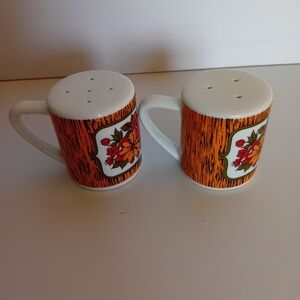 Vintage MCM Retro Floral Autumn Salt and Pepper Shakers - Japan